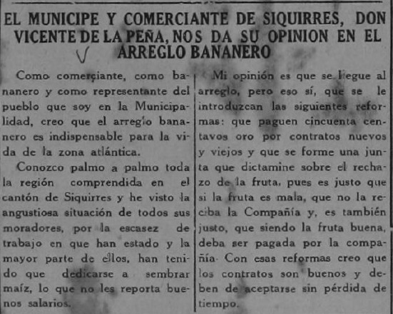 El municipe y comerciante de Siquirres Don Vicente de la Peña nos dá su opinión en el arreglo banan.png